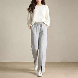 松紧腰宽松卫裤 长裤 女 简约抽绳休闲裤 舒适垂感直筒裤 2026春秋季