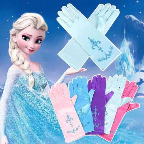 冰雪奇缘艾莎公主同款艾莎手套3-10岁宝宝演出动漫女孩蝴蝶结皇冠