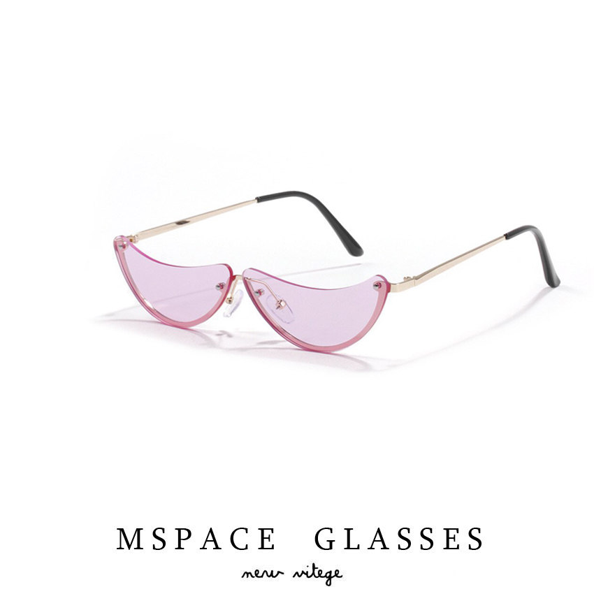 mspace2026款半框半圆无边框海洋彩色镜片太阳镜女墨镜男韩版个性