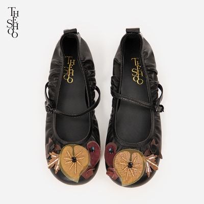 植域幻境小羊皮手工串珠平底鞋