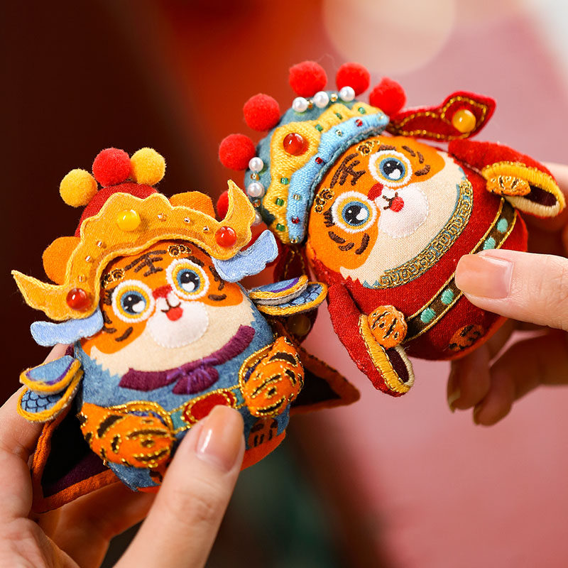 幸运虎刺绣摆件diy材料包