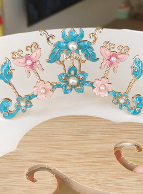 ｛烧蓝发冠发钗｝景泰蓝小花烧蓝汉服发饰头饰中国风旗袍舞蹈古装