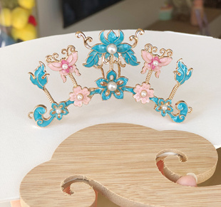 ｛烧蓝发冠发钗｝景泰蓝小花烧蓝汉服发饰头饰中国风旗袍舞蹈古装