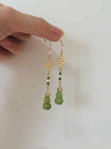 ｛仿玉葫芦耳环｝满29包邮汉服古装古风中国风耳夹耳饰唐风旗袍