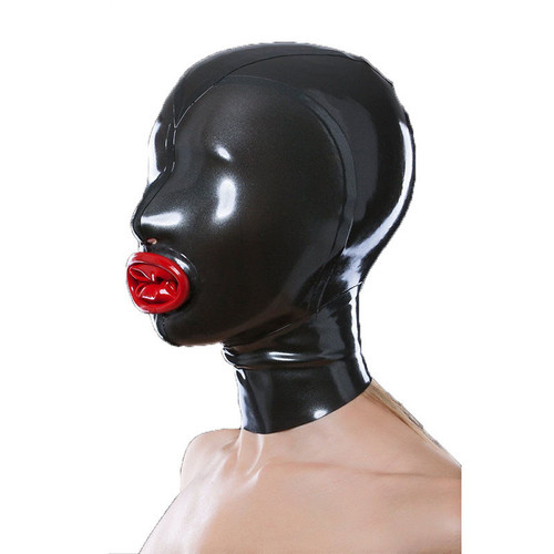 天然乳胶头套红唇嘴套乳胶面具latex mask角色面罩全包头套带拉链