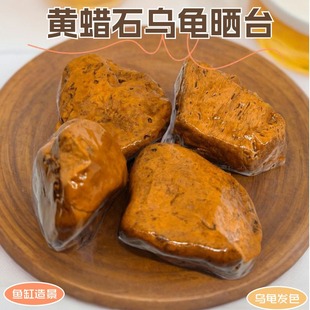 天然黄腊石乌龟晒背晒台鱼缸观赏造景垫脚石龟苗发色休息台原石头