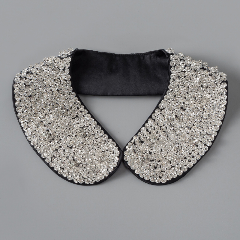 重工钉珠假领子黑色雪纺衬衫假衣领单独小领子神器万能衣领装饰领