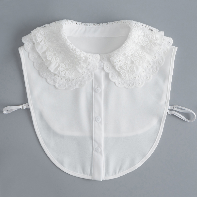 三层蕾丝减龄白色雪纺毛衣假领子