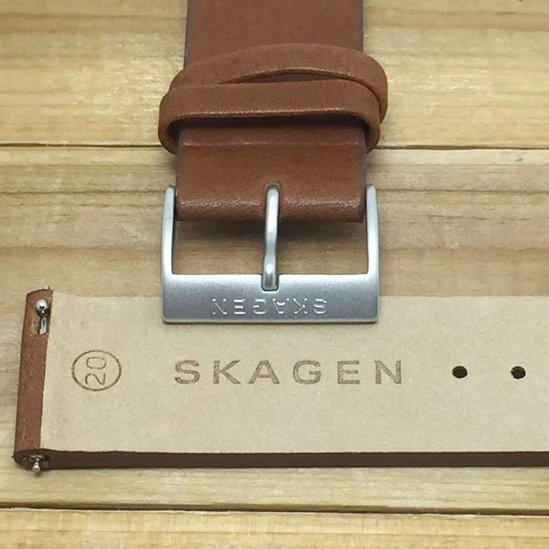 SKAGEN棕色20mm真皮表带