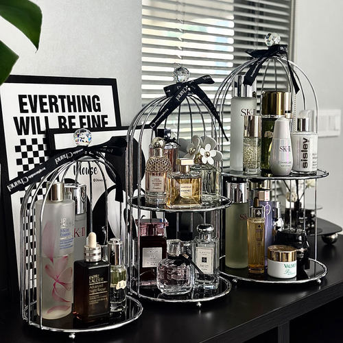 鸟笼状收纳架护肤品盒电镀防锈
