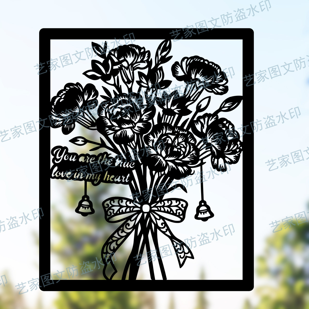 052 浪漫花束 激光切割矢量图电子图纸cad文件DXF格式 可做装饰