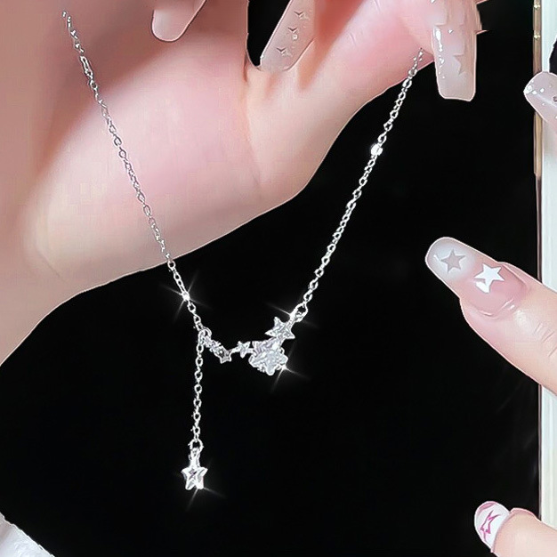 999足银流星雨流苏项链女轻奢小众纯银锁骨链送闺蜜女友生日礼物