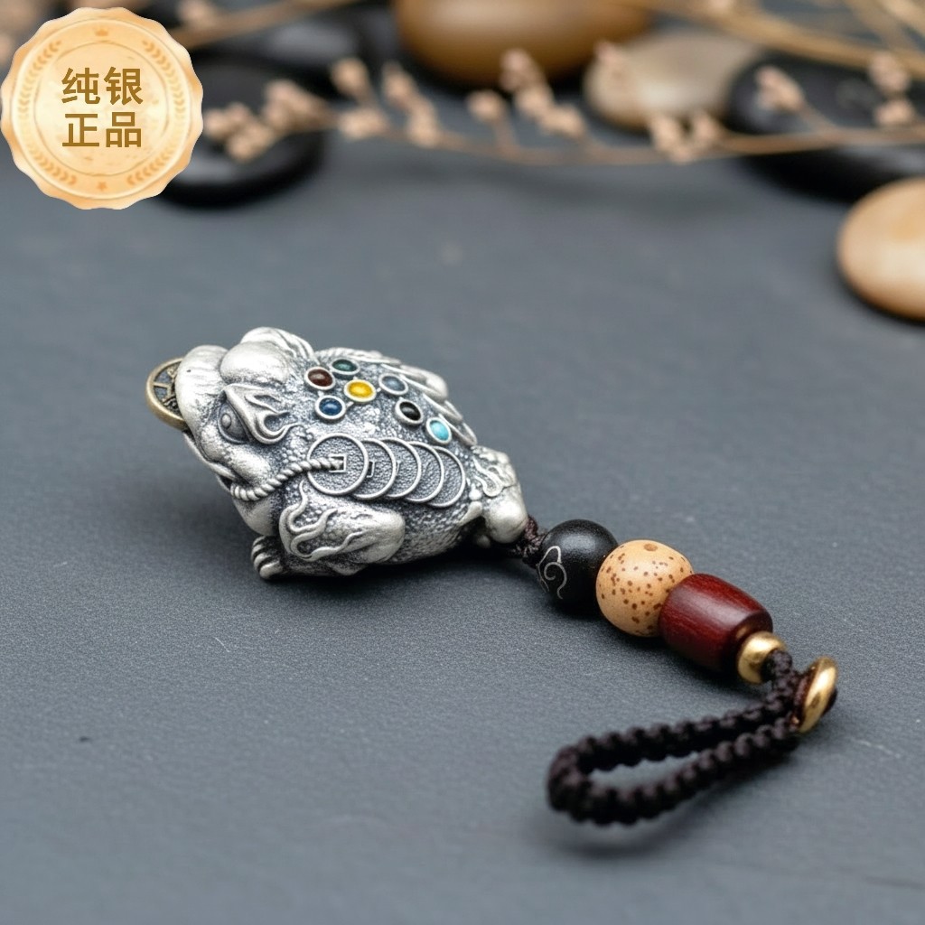 足银999金蝉钥匙扣纯银手把件手机包包挂件挂饰高档礼品生日礼物