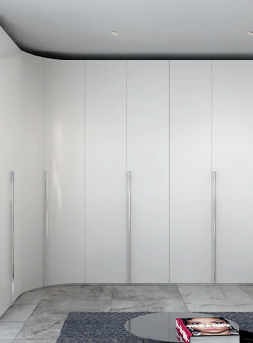 杭州工厂直营整体定制现代简约一门到顶弧形衣柜家用板卧室衣帽间