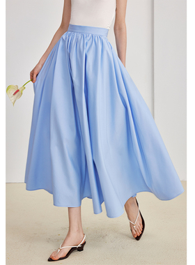 AEL粉色半身裙女2025流行的高腰a字显瘦大摆伞裙