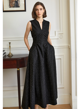 AEL原创法式优雅气质连衣裙收腰a字长款连衣裙