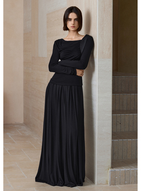 【五百推荐】AEL原创减龄长袖T恤2025秋新款法式气质褶皱上衣