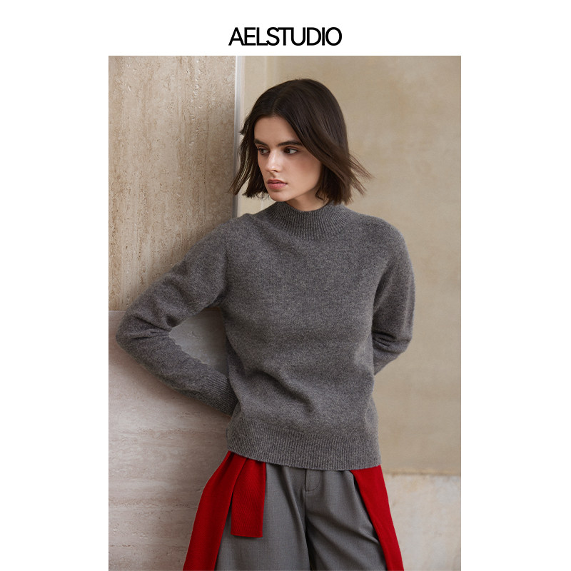 【汤曼妮粉丝专享】AEL原创无缝半高领羊毛衫100纯羊毛打底针织衫,女装/女士精品,毛针织衫,淘宝优惠券,粉丝福利购,淘宝优惠卷