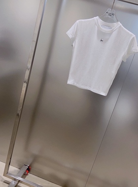 小众设计 23夏季 清爽经典极简百搭 字母logo印花修身短款短袖T恤