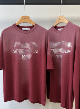 小众设计 25秋 简约慵懒青春 渐变色字母印花破洞宽松休闲长袖T恤