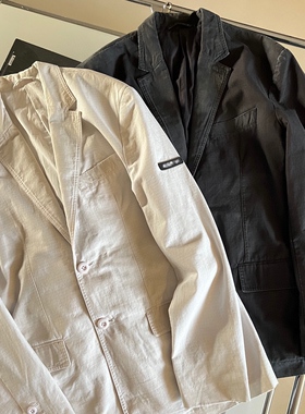 小众设计 23秋 慵懒酷飒暗黑 做旧泥染廓形显瘦西装外套 男女同款