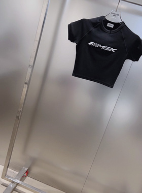 小众设计 23夏季 时髦减龄辣妹 立体字母印花修身显瘦短款短袖T恤