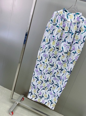 小众设计 25年新款 洋气郁金香花朵提花 褶皱开衩拖地抹胸连衣裙