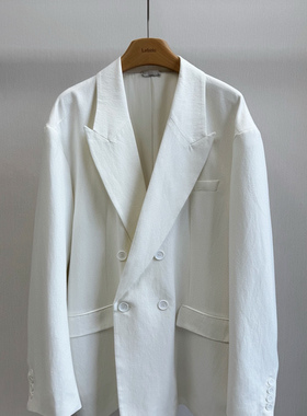 小众设计 25春夏 极简百搭通勤男友风 廓形亚麻宽松廓形西装外套