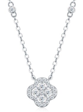 S925纯银莫桑钻四叶草锁骨链