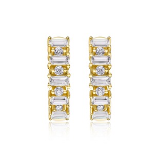 超闪D色VVS级莫桑钻石耳钉通体S925纯银镀18K金耳圈不掉色不过敏