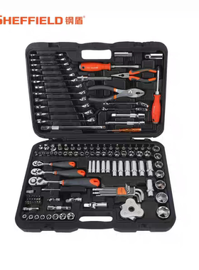 【S110005】121+8件套汽保专用维修组套汽修工具多用扳手电笔套筒