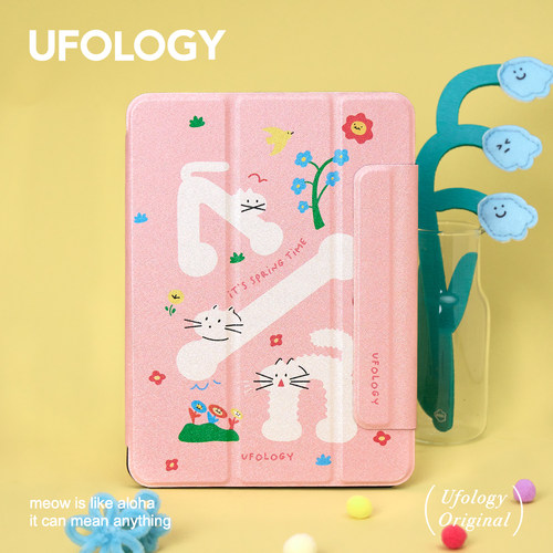 Ufology原创适用ipadair4/5保护壳pro11寸保护套air3平板mini6磁吸2022苹果2018粉色7/8/9/10代猫咪春天