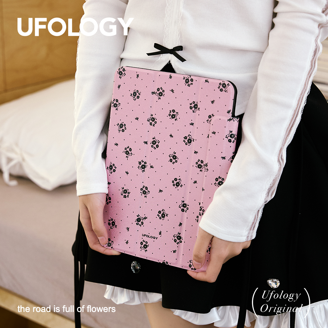 Ufology原创适用ipadair6保护壳pro2024平板mini6保护套air4/5磁吸全包air3笔槽11寸13寸苹果7/8/9/10代花朵