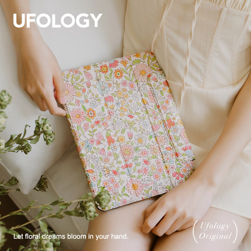Ufology原创适用ipadair7保护壳pro2024平板mini7保护套air4/5磁吸全包air6笔槽11寸13寸苹果8/9/10/11代花朵