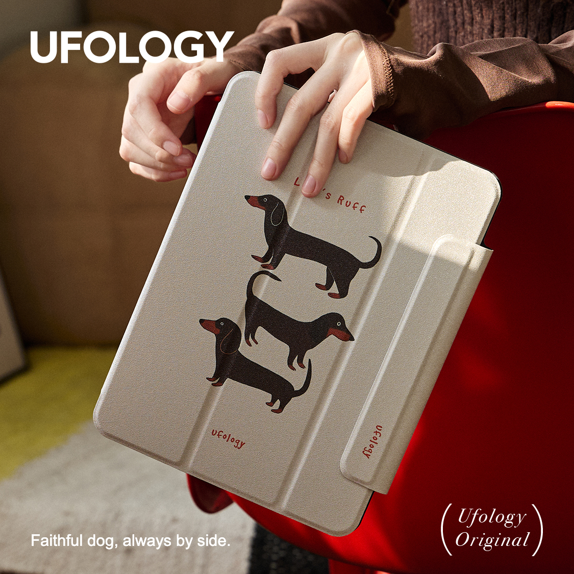 Ufology原创适用ipadair6保护壳pro2024平板mini6保护套air4/5磁吸全包mini7笔槽11寸13寸苹果7/8/9/10腊肠狗