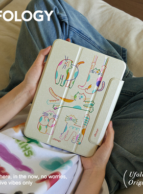 Ufology原创适用2024ipadair6保护套pro11寸平板mini6保护壳air4/5磁吸2022全包air3笔槽苹果10代9代插画猫咪