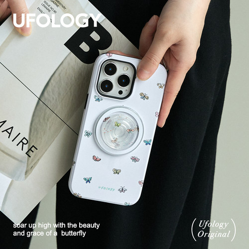 Ufology原创磁吸春天适用iPhone15promax手机壳14pro苹果13蝴蝶12全包11二合一菲林支架卡包新款小清新16pro