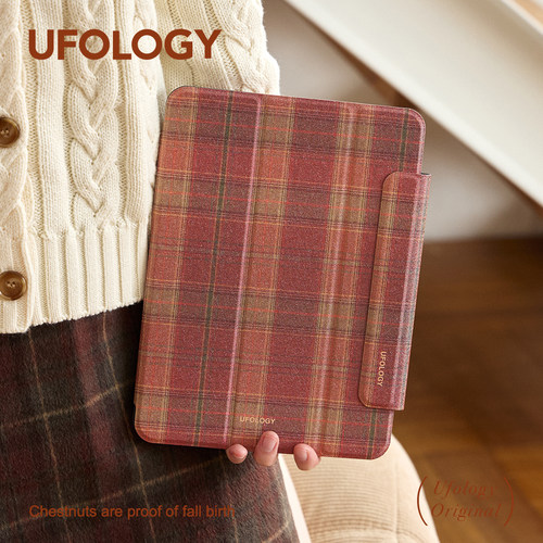 Ufology原创适用ipadair6保护壳ipad10平板mini6保护套air4/5磁吸全包air3笔槽13寸苹果7/8/9代格纹pro11秋冬