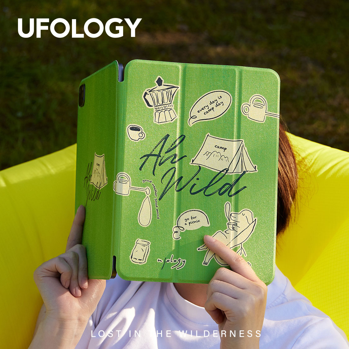 Ufology原创春天绿色适用ipadair4保护壳air5苹果ipadpro2020磁吸平板套ipad9全包ipad10插画2021小狗2022 3C数码配件 平板电脑保护套/壳 原图主图