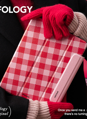 Ufology原创ipadair4/5保护套2020壳2021双面磁吸平板壳mini6格纹2022粉红ipad10新年ipad9苹果air6笔槽11寸