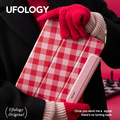 Ufology粉红格纹原创ipad保护套