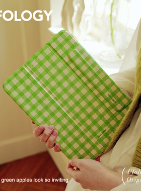 Ufology原创绿色格纹适用ipadair6保护壳pro11寸平板mini6/7保护套air4/5磁吸全包air3笔槽13寸苹果8/9/10代