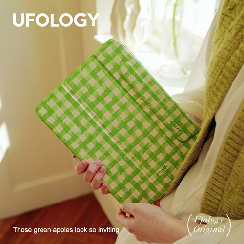 Ufology原创绿色格纹适用ipadair6保护壳pro11寸平板mini6/7保护套air4/5磁吸全包air3笔槽13寸苹果8/9/10代