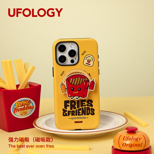 Ufology原创磁吸适用iPhone15promax手机壳14pro苹果13薯条12全包11二合一菲林16pro支架卡包新款黄色摇摇乐