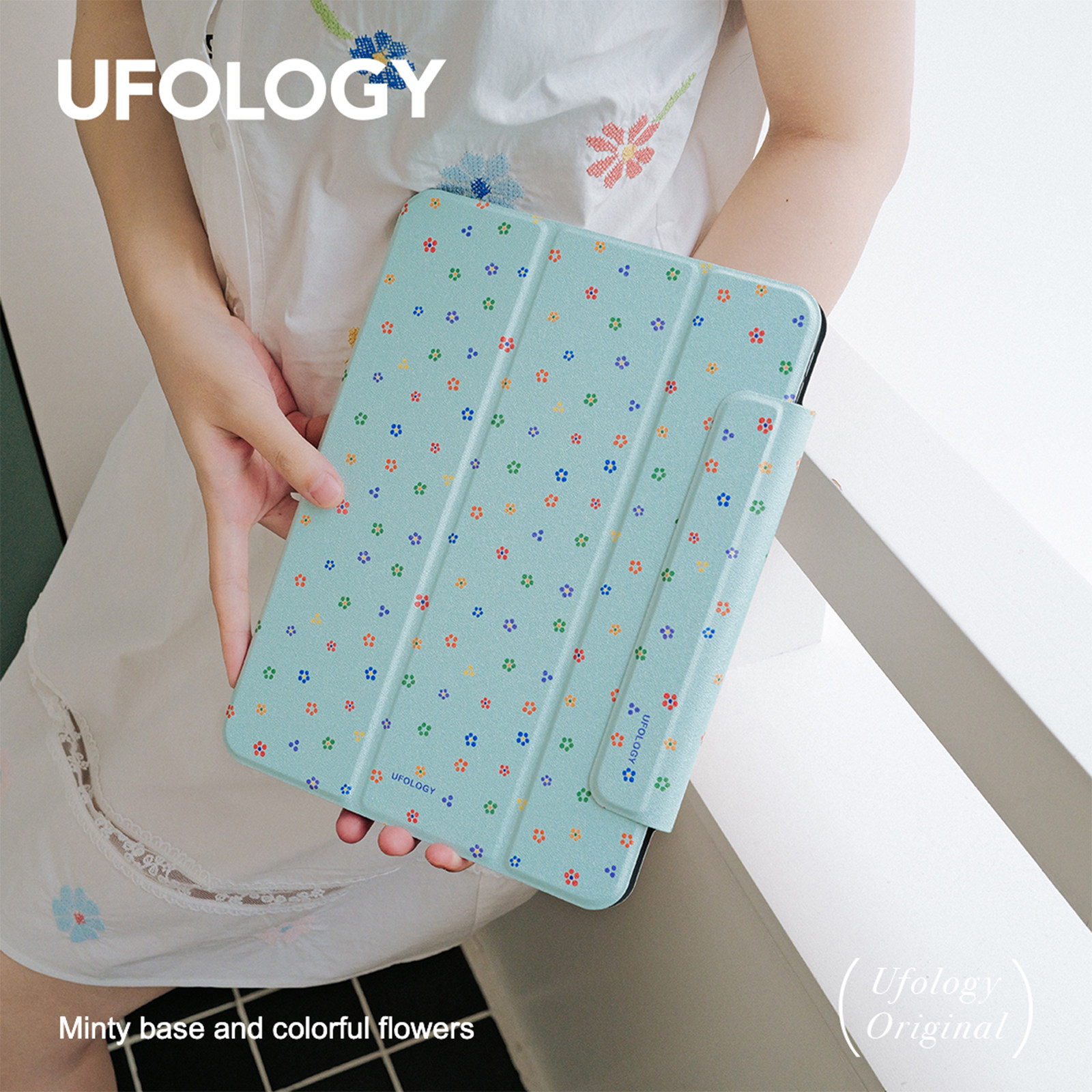 Ufology原创适用ipadair6保护壳pro11寸平板mini6保护套air4/5磁吸全包air7笔槽13寸苹果7/8/9/10/11代碎花