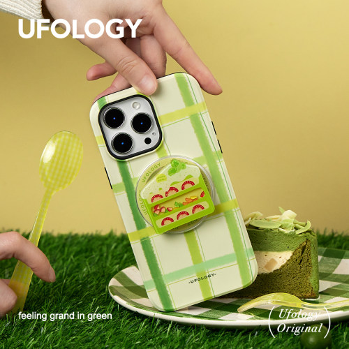 Ufology原创磁吸春天适用iPhone15promax手机壳14pro苹果13格纹12全包17二合一菲林16pro支架卡包新款高级绿