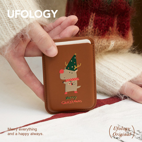 Ufology原创设计磁吸手机壳卡包适用苹果magsafe圣诞麋鹿插画可爱