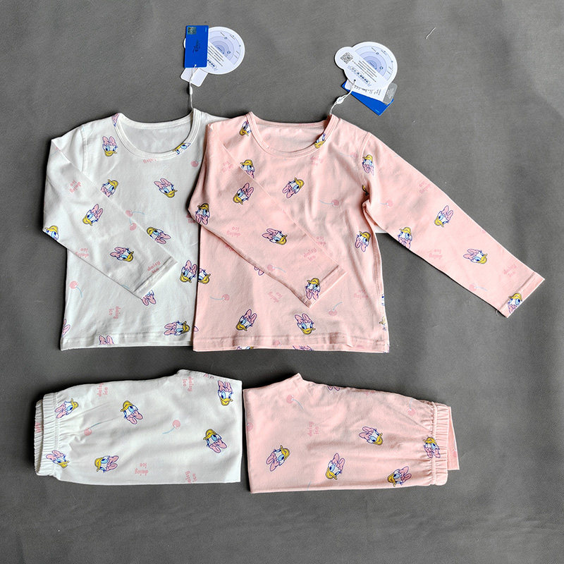 迪士尼品牌特价童装女童中大童棉质家居服套装儿童内衣二件套包邮