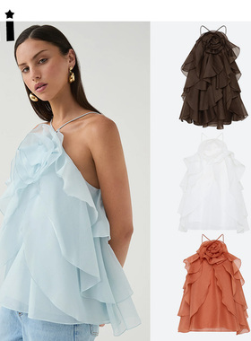 Kii澳洲正品Aje气质荷边叶立体花朵挂脖上衣Pandorea Layered