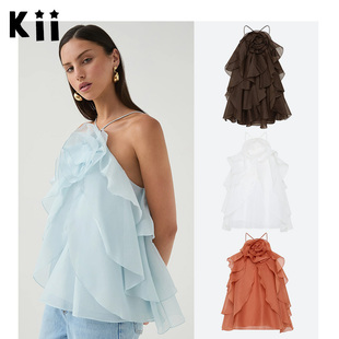 Kii澳洲正品 Layered Aje气质荷边叶立体花朵挂脖上衣Pandorea